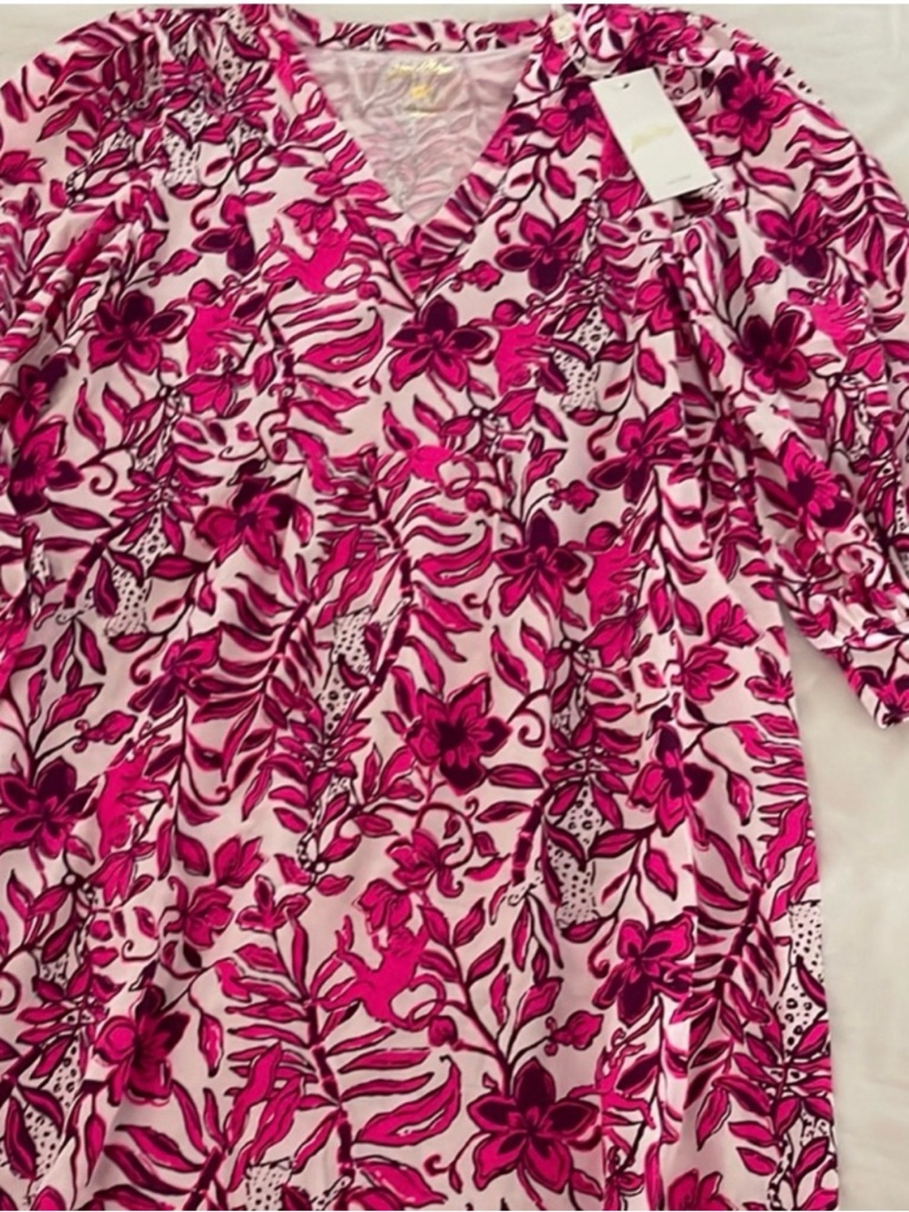 Lilly Pulitzer Pink Floral V-Neck Dress XS